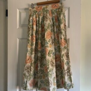 Vintage floral linen skirt-12